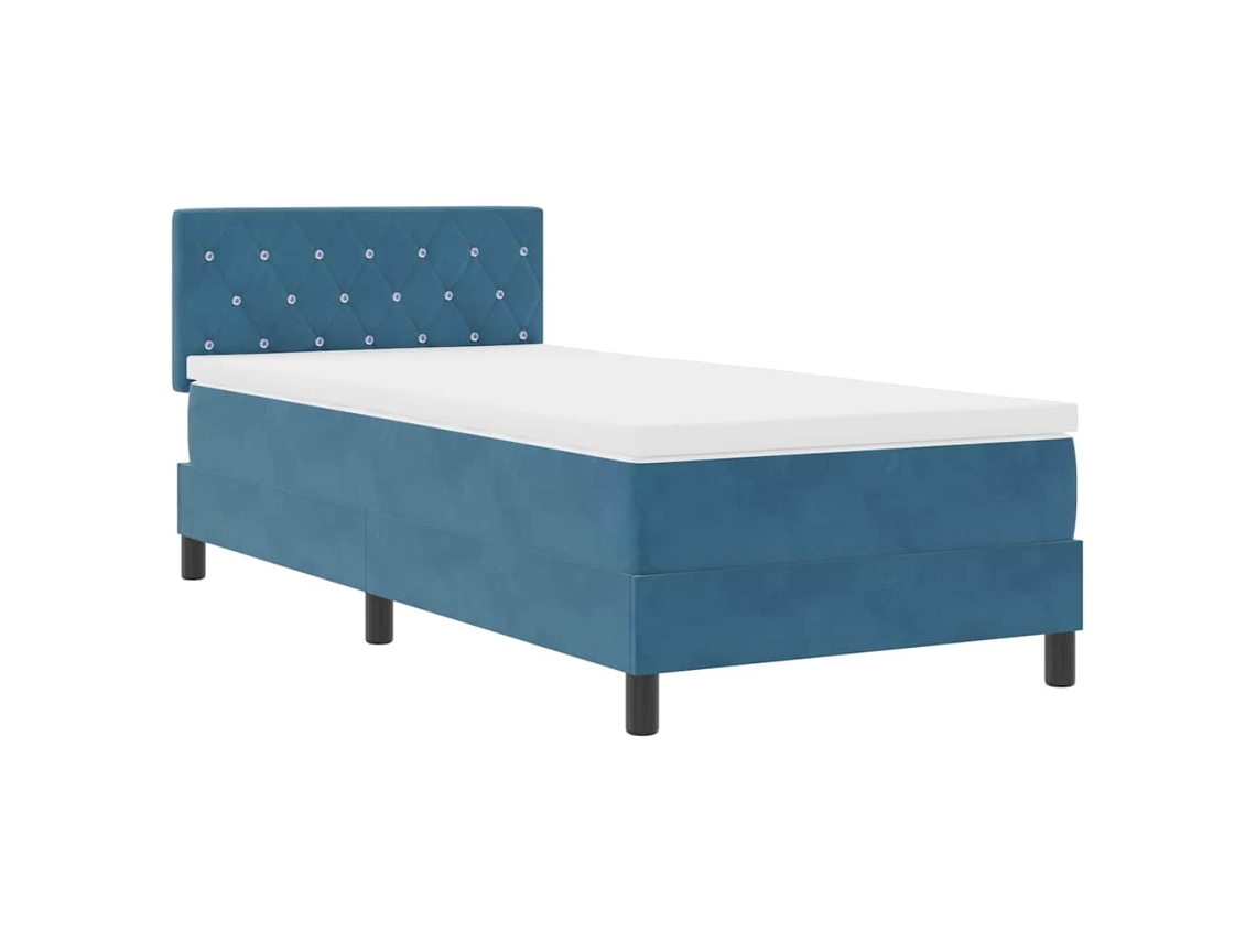 Maison Exclusive - Cama Box Spring Led Con Led Azul Oscuro 100 X 200 Cm Terciopelo