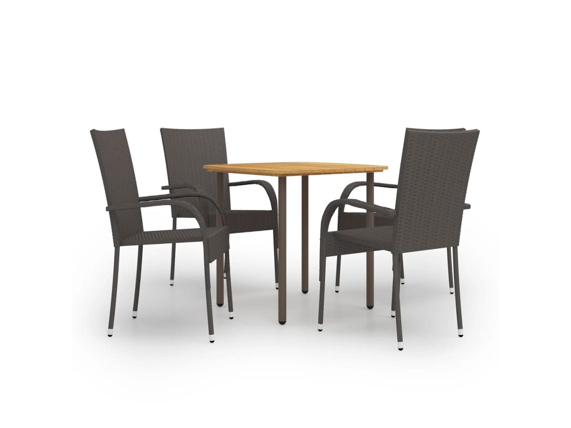 Juego de comedor de jardín de 5 piezas de mimbre sintético marrón Dkd Home Decor