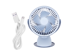 Mini ventilador portátil USB con clip y velocidad ajustable - Azul