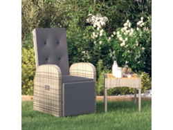 Silla de jardín reclinable DKD Home Decor con cojín, mimbre gris PE
