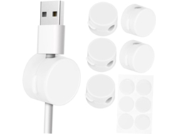 6 Clips Adhesivos Para Cables De Abs Blanco, Sujeción Magnética, Fácil Instalación.