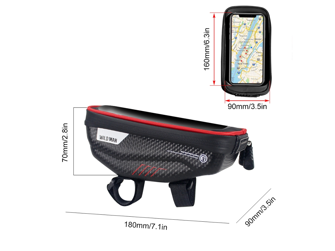 Bolsa Para Celular Bike Com Suporte Touch Screen À Prova De Água Para Quadro Dianteiro Bicicleta