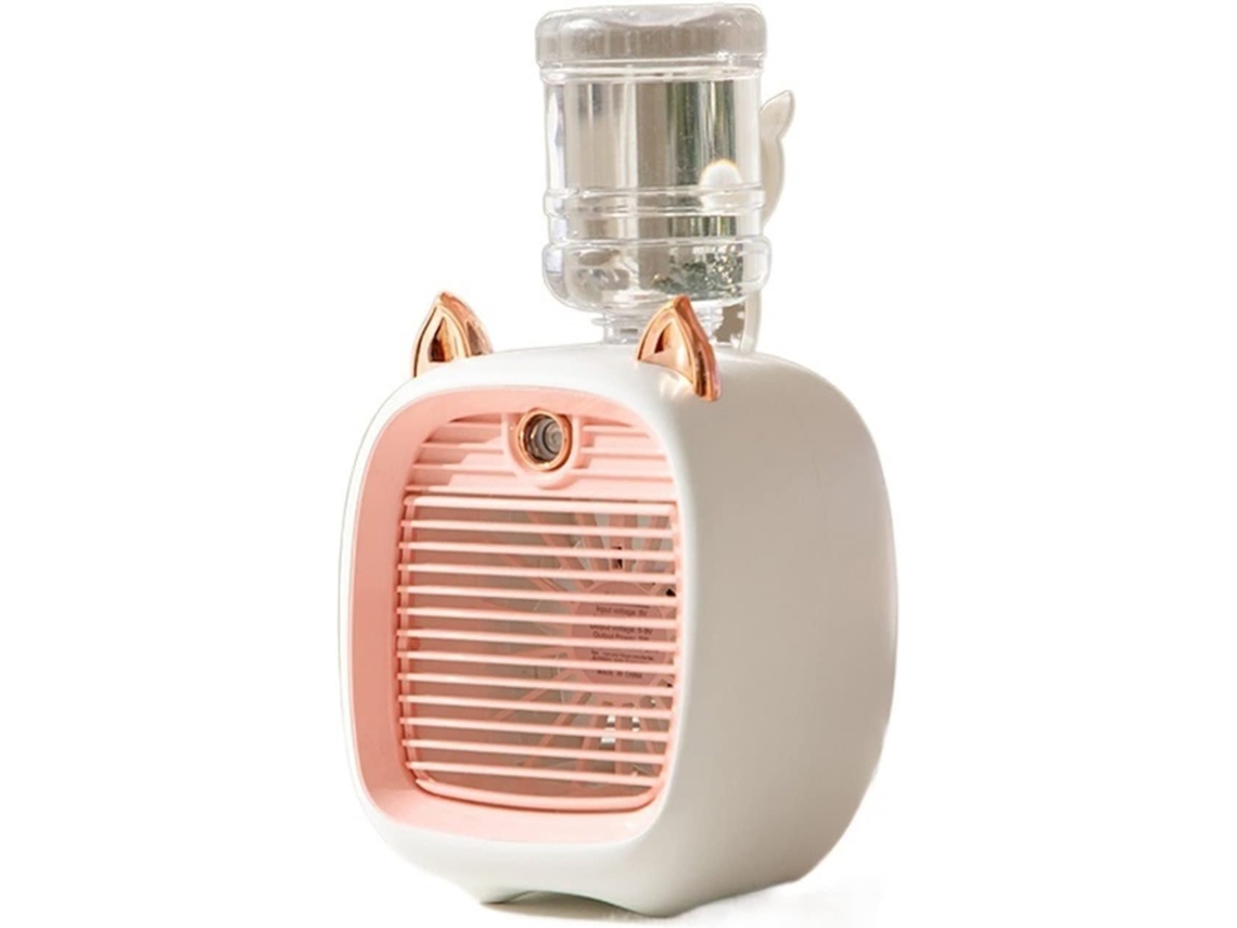 Ventilador de mesa, aire acondicionado infantil, enfriador de aire evaporativo recargable de 3 velocidades Chrui (rosa)