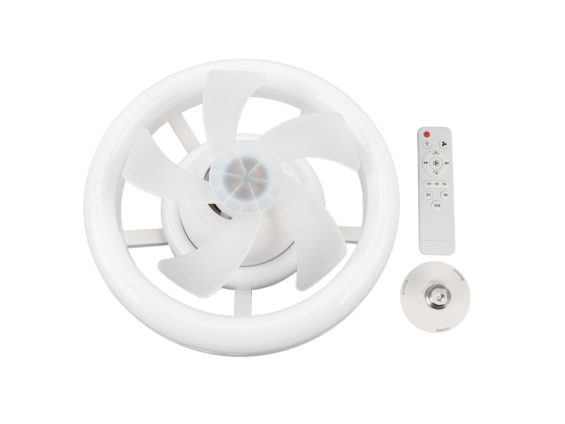 Ventilador De Teto Com Luz Led Inteligente Ajustável 3 Cores Dimmable Controle Remoto