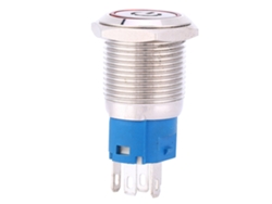 Botão De Pressão De Metal Com Led Vermelho 16mm Símbolo De Energia 12v Ip67 Ik09