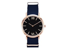 Reloj De Pulsera Unisex De Cuarzo Con Correa De Nailon, Esfera Redonda, Azul Marino, Estilo Casual.