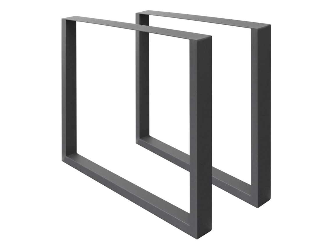 Set de 2 Patas de mesa industrial ECD 60 x 72 cm acero en polvo antracita diseño cuadrad
