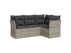 Maison Exclusive - Set De Sofás De Jardín 4 Pzas Y Cojines Ratán Sintético Gris