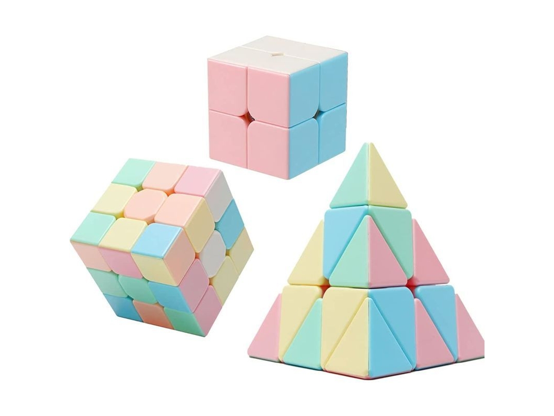 Juego De Cubos Mágicos, Cubo De Rubik Educativo, Paquete De 3, 2x2x2, 3x3x3, Rompecabezas De Pirámide, Fideos Suaves