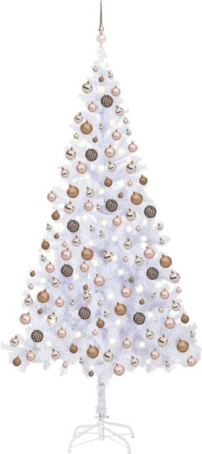 Árbol de Navidad VIDAXL con Luces LED y Bolas (Blanco - 105x210 cm)