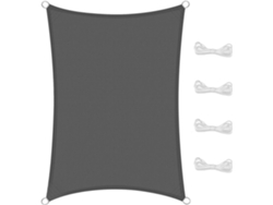 Toldo de vela para jardín al aire libre, rectangular, impermeable, con protección UV y cuerdas, tejido resistente y duradero.
