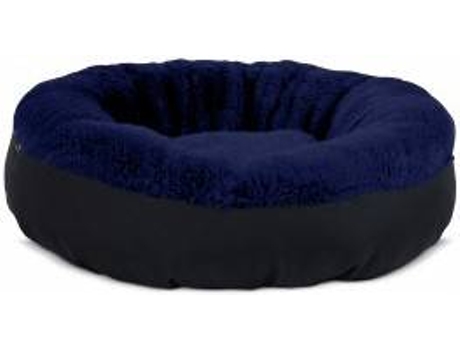 Cama Redonda para Perros y Gatos GAUTY Tela Impermeable y pelo (Azul y Negro - 57 cm)
