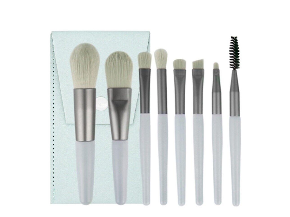 Juego de 8 brochas de maquillaje en miniatura Rosewell para polvos faciales, base y sombras de ojos