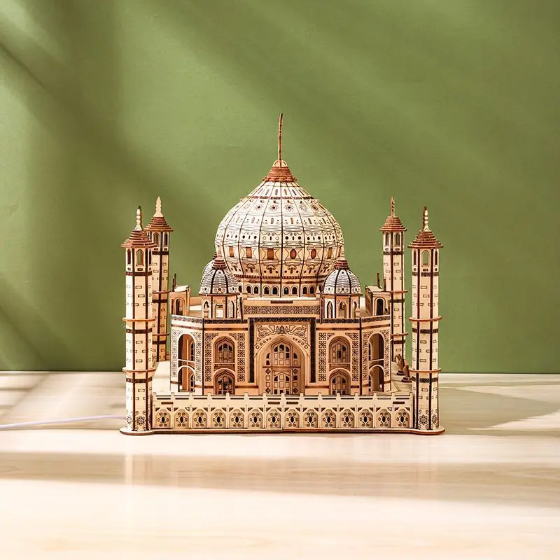 Rompecabezas de madera 3D del Taj Mahal para armar, rompecabezas antiestrés, regalo de Navidad, modelo decorativo