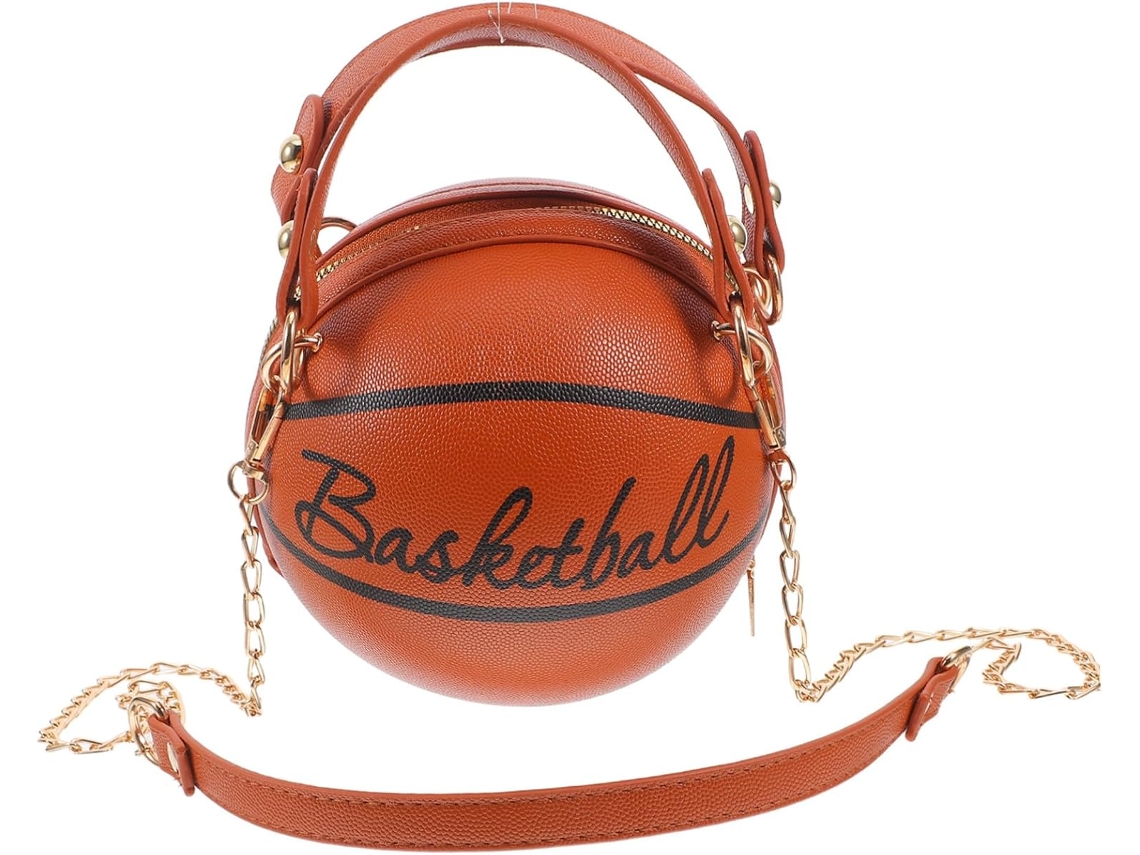 Bolsa De Ombro Feminina Marrom Em Pu Para Basquete, Tamanho Razoável E