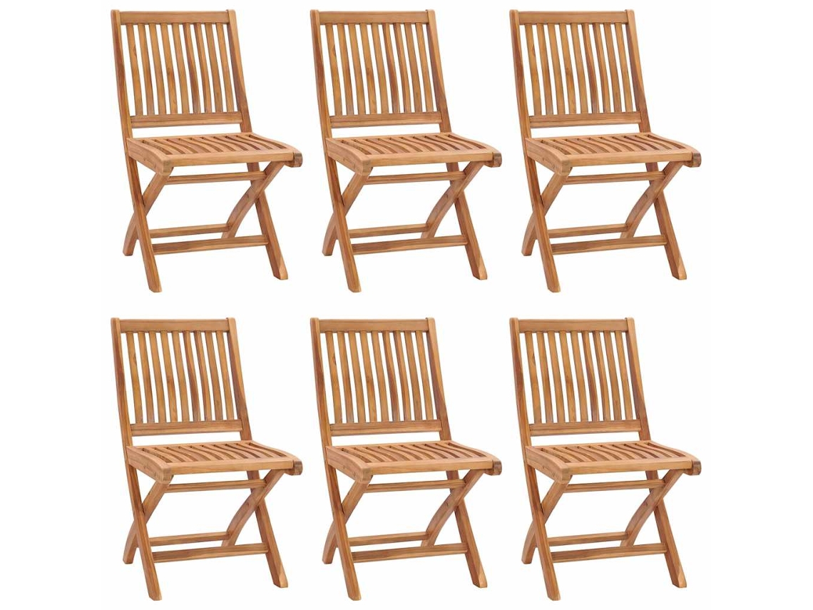 Maison Exclusive - Sillas de jardín plegables con cojines, 6 piezas, teca maciza