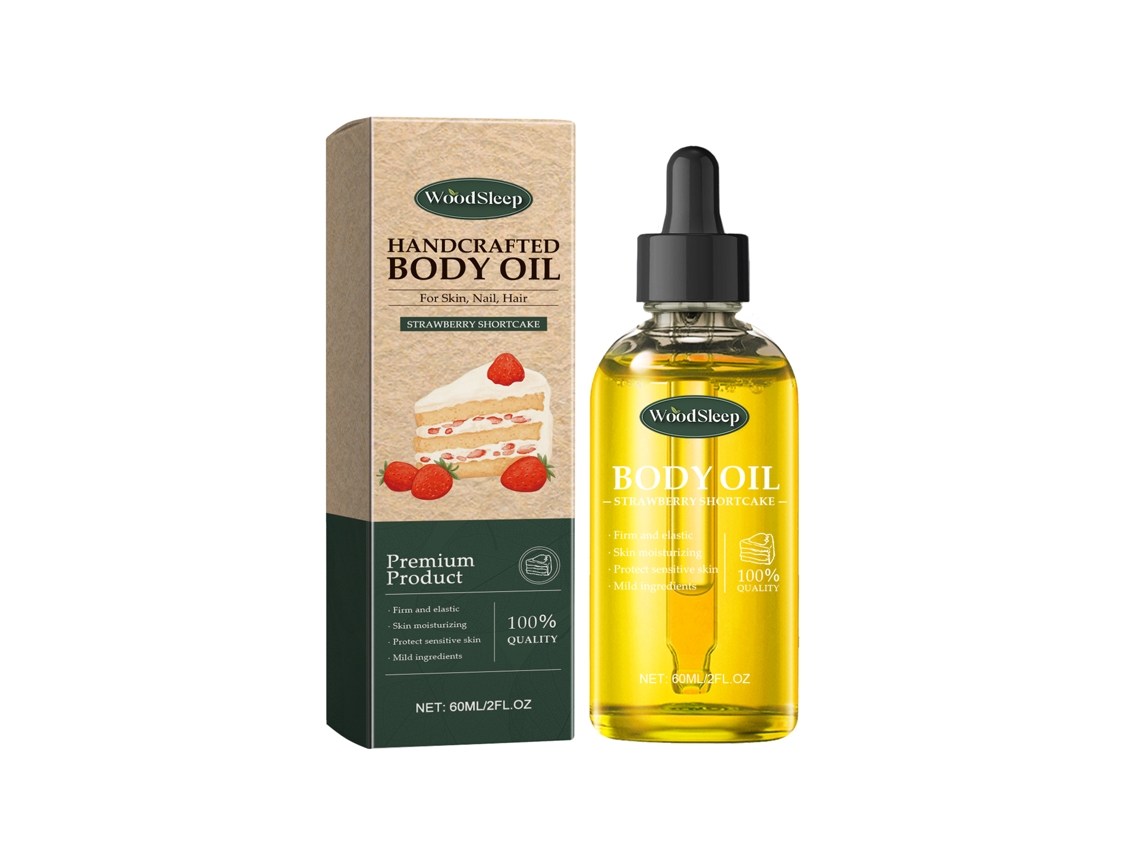 Aceite corporal con esencia de fresa - Aceite de masaje hidratante y nutritivo para piel, cabello y uñas - 60 ml