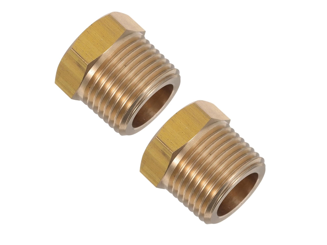 Adaptador Reductor De Latón De 2 Piezas Con Rosca Macho Bspt A Hembra Npt Y Casquillo Hexagonal.