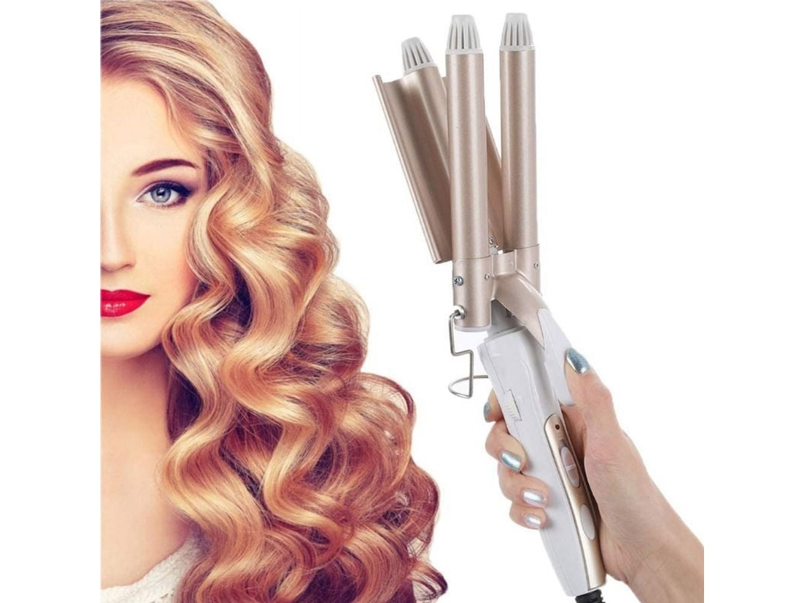 Rizador de pelo eléctrico profesional de cerámica Nicecee con tres barriles