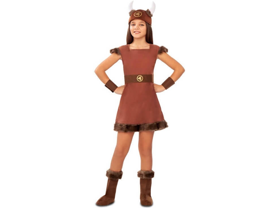 Disfraz de Niña DISFRAZZES Vikinga Odín Marrón (Talla: 3 a 4 años)