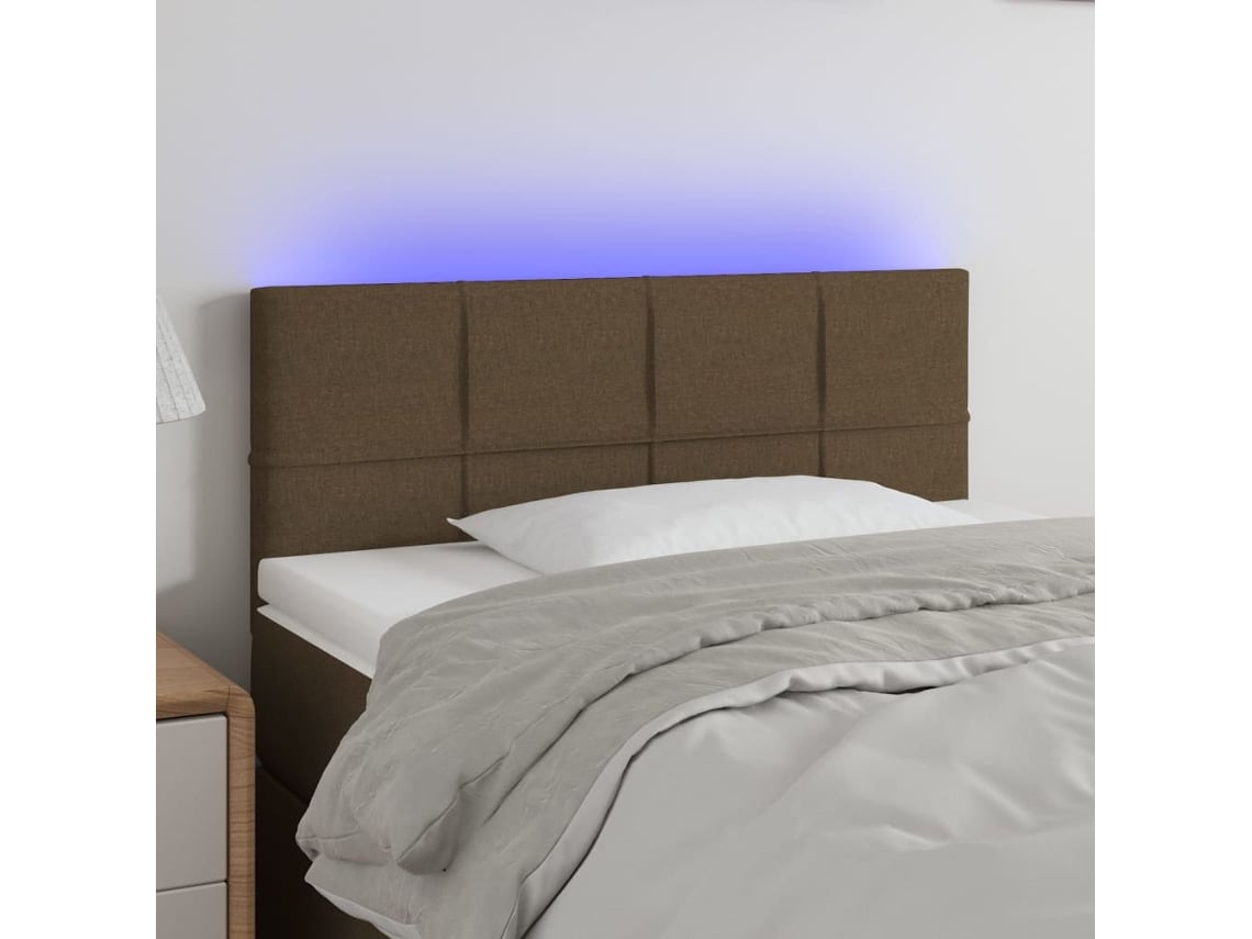 Cabecero Con Led De Tela Marrón Oscuro 80x5x78/88 Cm