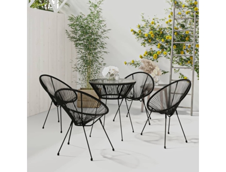 Conjunto 5 de comedor de jardín VIDAXL ratán PVC negro
