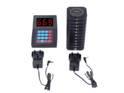10 buscapersonas inalámbricos para restaurantes, con vibración, sonido, luz y cobertura. Enchufe británico de 100-240 V.