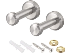 Ganchos de pared CHABERLU, montaje en pared, tono plata cepillado, 2 unidades