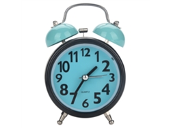 Reloj de mesilla mecánico ultra silencioso Baok-reloj con doble campana, movimiento de cuarzo, azul vintage.