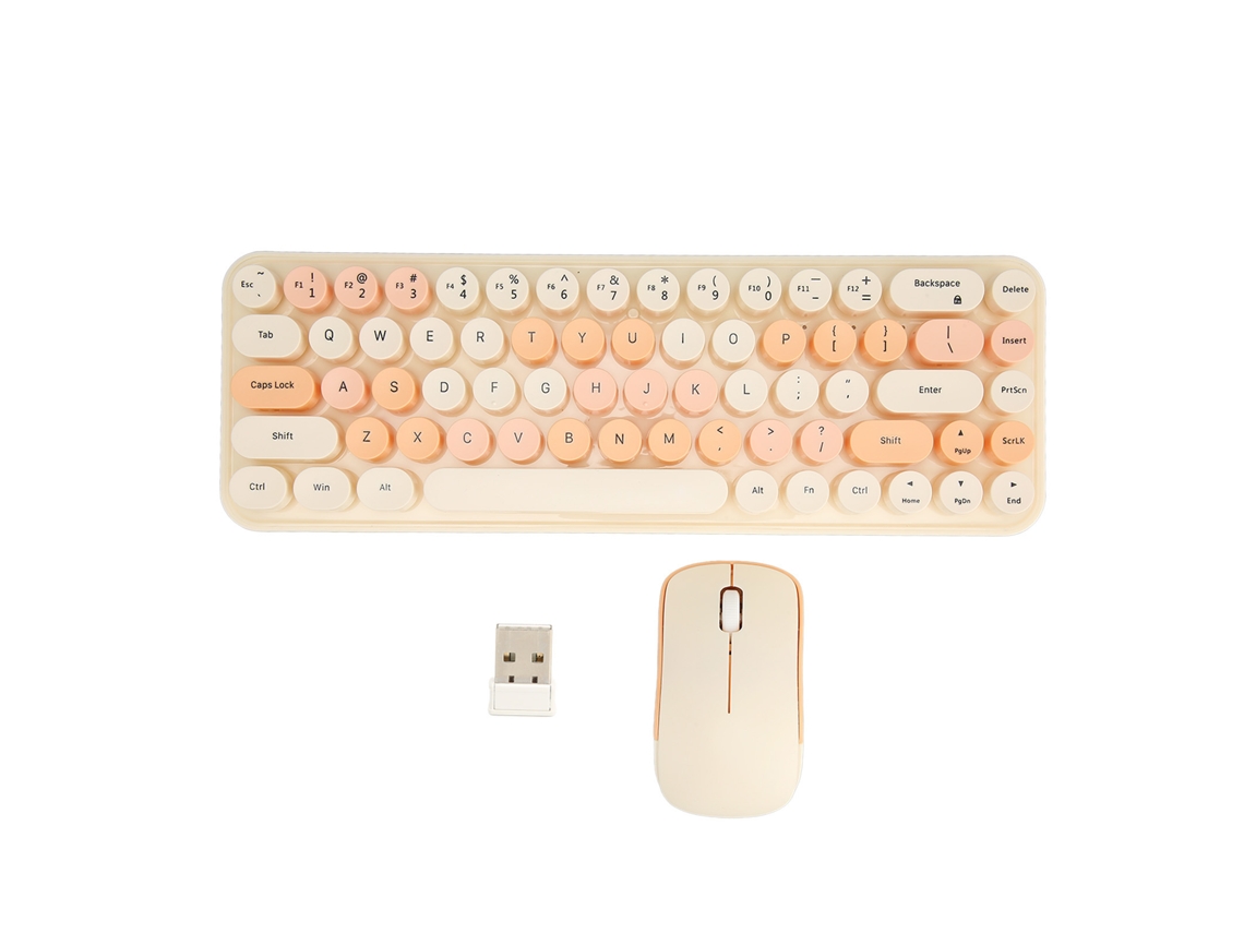 Combo Inalámbrico De Teclado Y Ratón Retro 2.4g Con 68 Teclas Para Juegos De Pc - Bajo Consumo De Energía