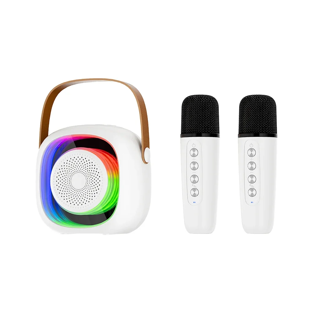Altavoz Bluetooth (blanco), Equipado Con 2 Micrófonos, Que Puede Utilizarse Como Máquina De Karaoke.