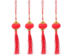 Farolillos Chinos Plástico Cuerda Colgar Decoración Festival Primavera Ambiente Festivo Rojo