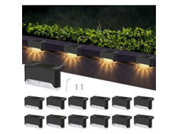 Juego De 12 Luces Solares Para Escaleras Exteriores, Luces Solares