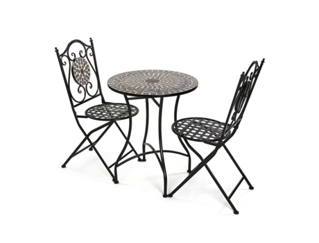 Conjunto de Mesa con 2 Sillas Versa Neilos Negro Metal 60 x 71 x 60 cm