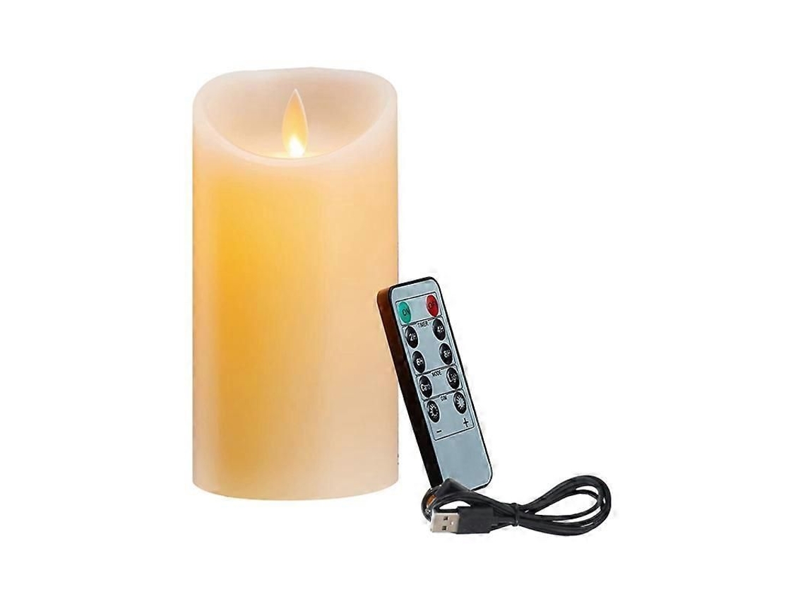 Velas Led Sin Llama, Recargables Con Control Remoto, Cera Real, Blanco Crema, 10cm, Parpadeo Realista 10cm Creamywhite