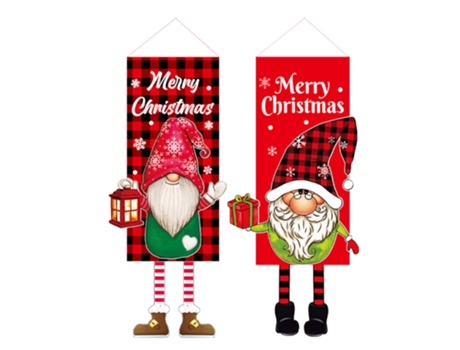 2 uds adornos navideños, figuras de dibujos animados de Navidad banderas colgantes