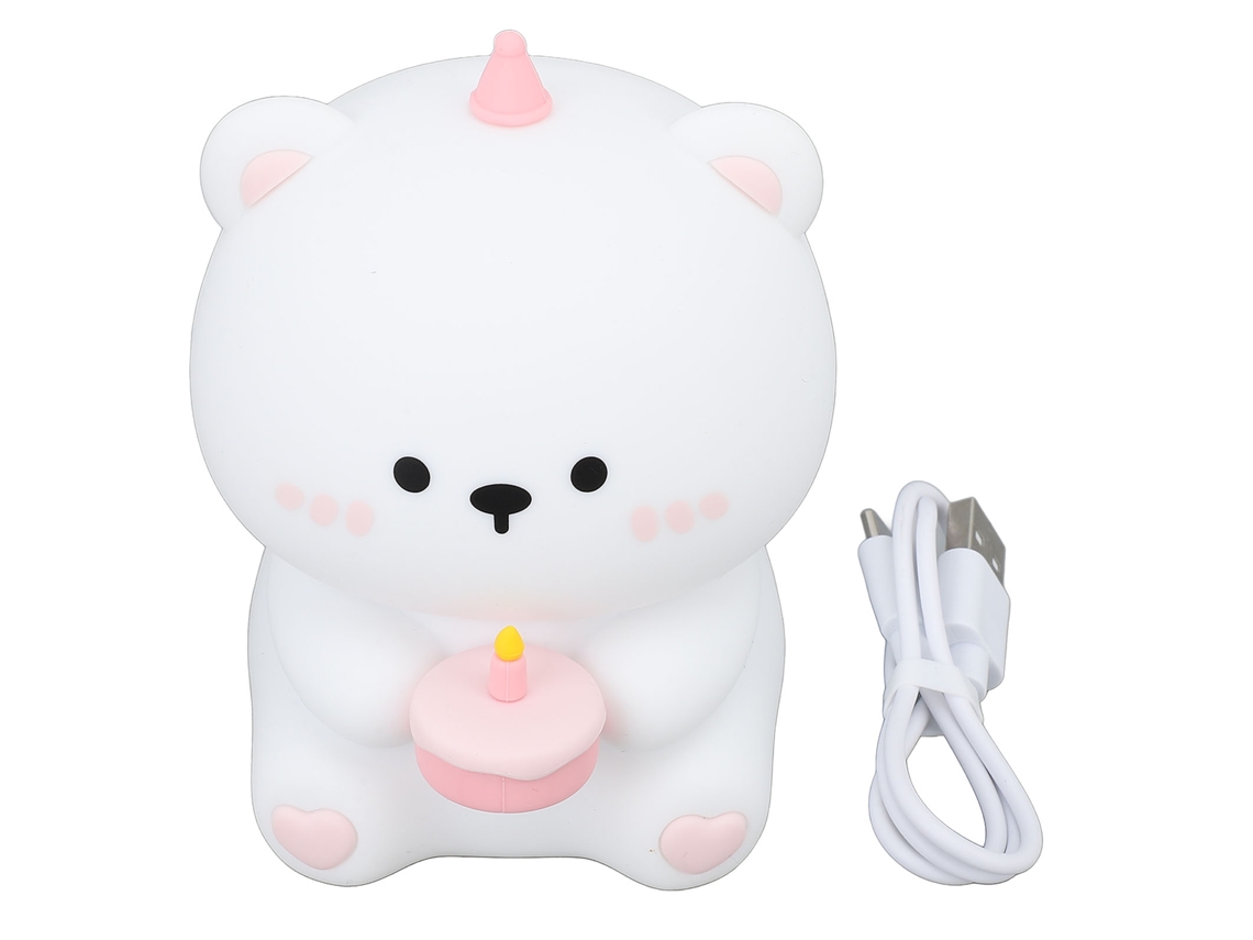 Lámpara de noche Baok con forma de oso pastel grande, recargable, ajustable, 1200 mAh, para decoración de habitaciones infantiles estilo kawaii.