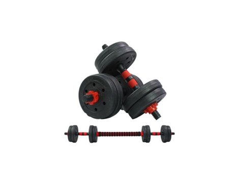 Mancuernas Pesas De Disco 5Kg + 5Kg 10Kg Total Con Barra Fitness Musculación Gimnasio Plásticas GE