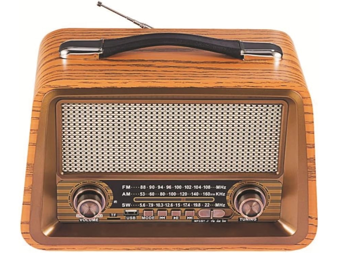Radio Retro De Madera Con Bluetooth, Estéreo Hifi, Am/fm, Usb, Tf, Aux Y Reproductor De Mp3 (color)