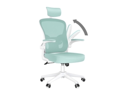 Silla de oficina ergonómica RACINGREAT con respaldo alto, brazos abatibles de 90° a 120° y reclinables de 90° - Verde
