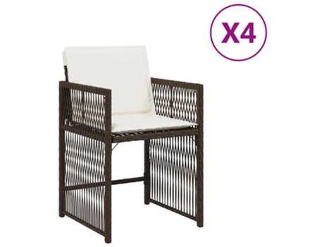 Conjunto 4 Silla De Jardín VIDAXL Marrón Poli Ratán