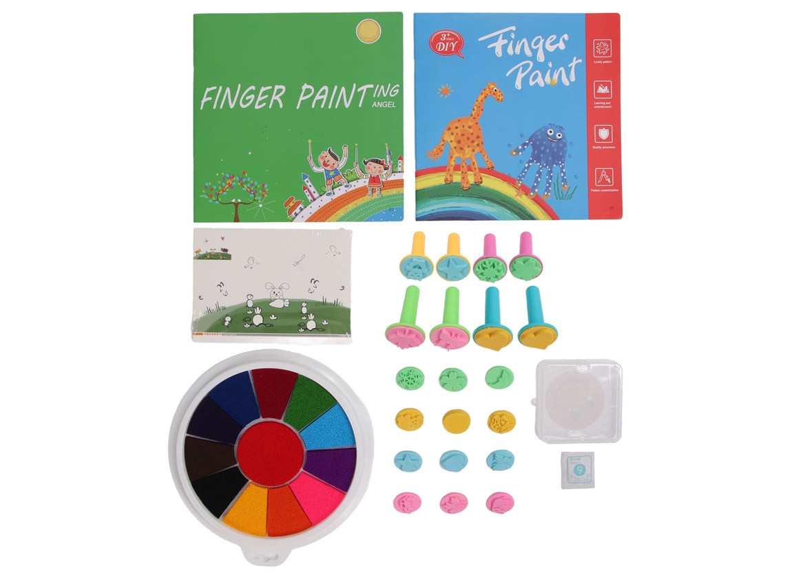 Set De Pintura De Dedos Lavable Para Niños Con 20 Sellos Y Libro De Arte.