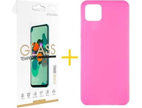 Kit Funda + Protector de Pantalla Samsung Galaxy A22 5G SKYHE Liso (Rosa)
