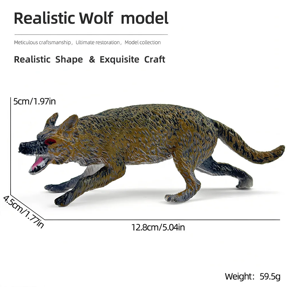(lobo) Modelo de animal salvaje sólido de alta calidad, material de PVC, juguete para niños