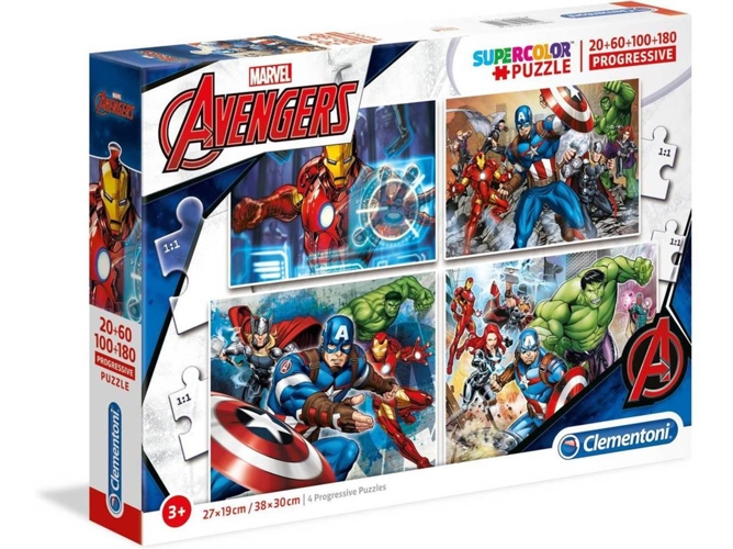 Puzzle progresivo 20 + 60 + 100 + 180 Piezas CLEMENTONI Marvel Avengers