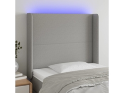 Cabecero con LED de tela gris claro 103x16x118/128 cm