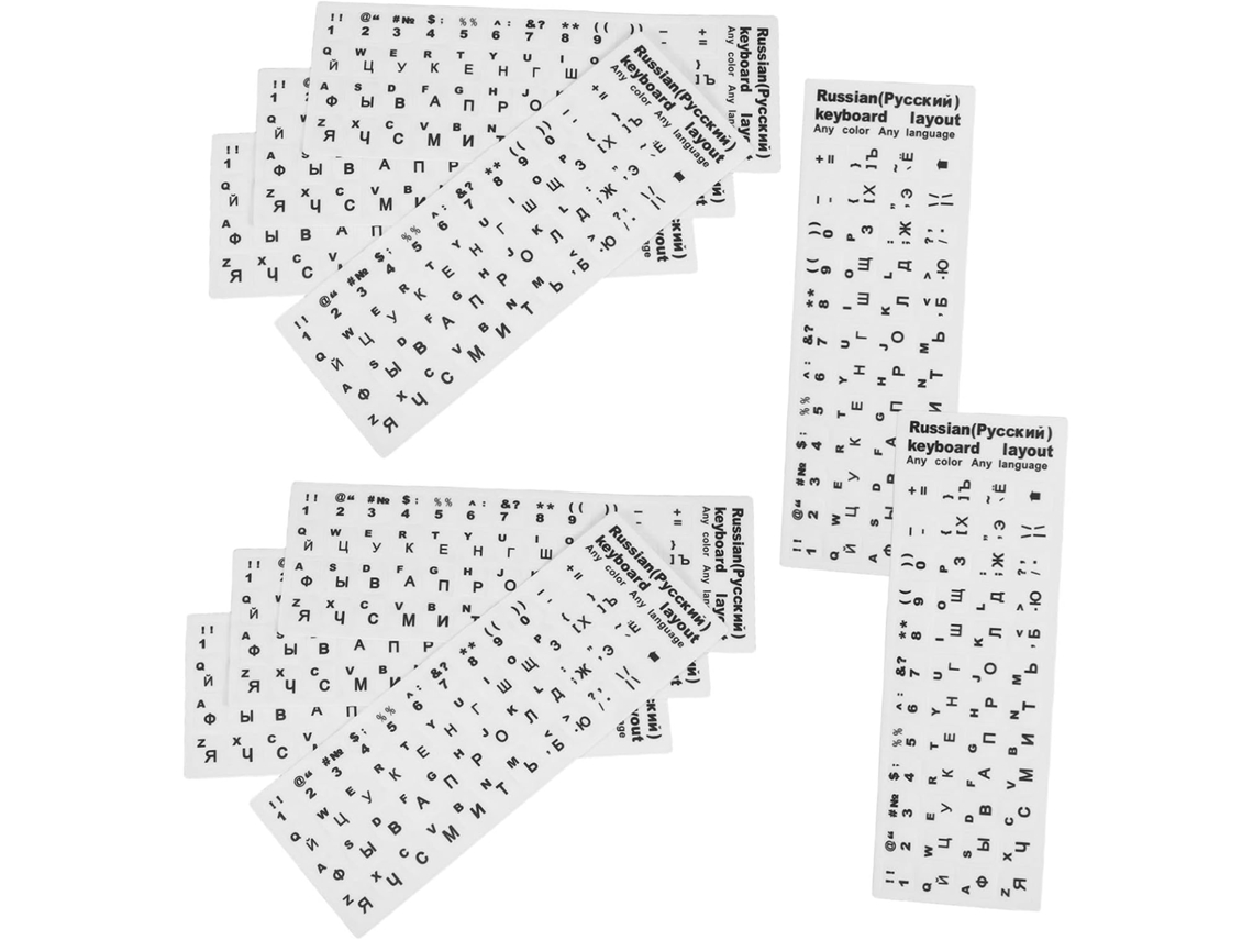 Juego de 10 letras transparentes antirreflejos con fondo blanco para ordenadores y portátiles. Jortmrd (transición)