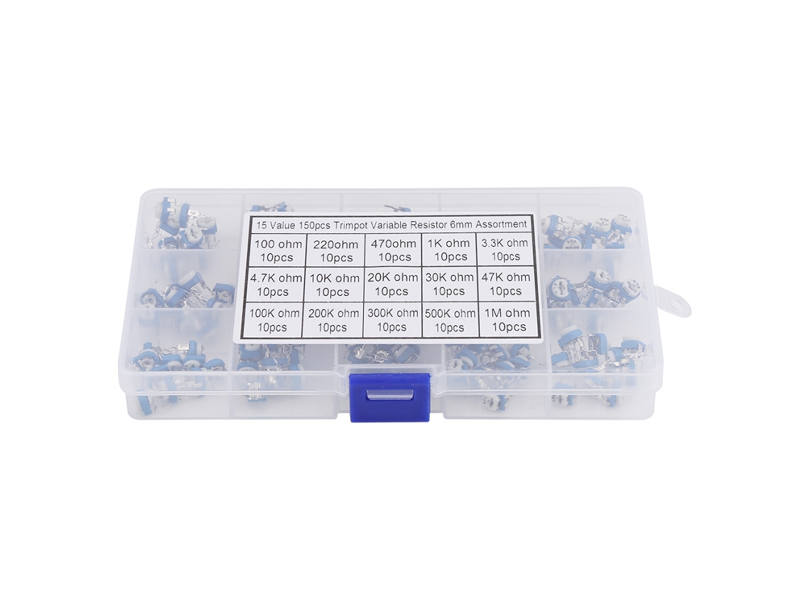 150 Piezas Potenciómetro Variable Vertical Trimmer 100ohm-1mohm Resistencia Pcb Ajustable