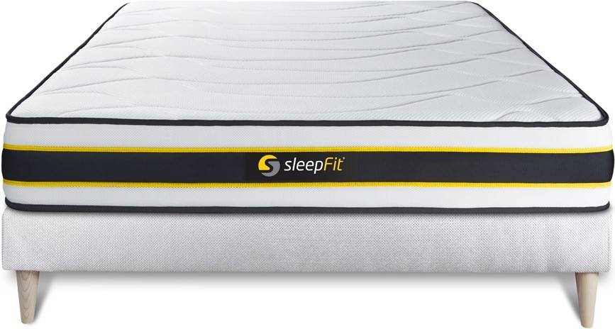 Conjunto de Somier Blanco + Colchón SLEEPFIT Flexy (160x210 cm - Muelles Ensacados)