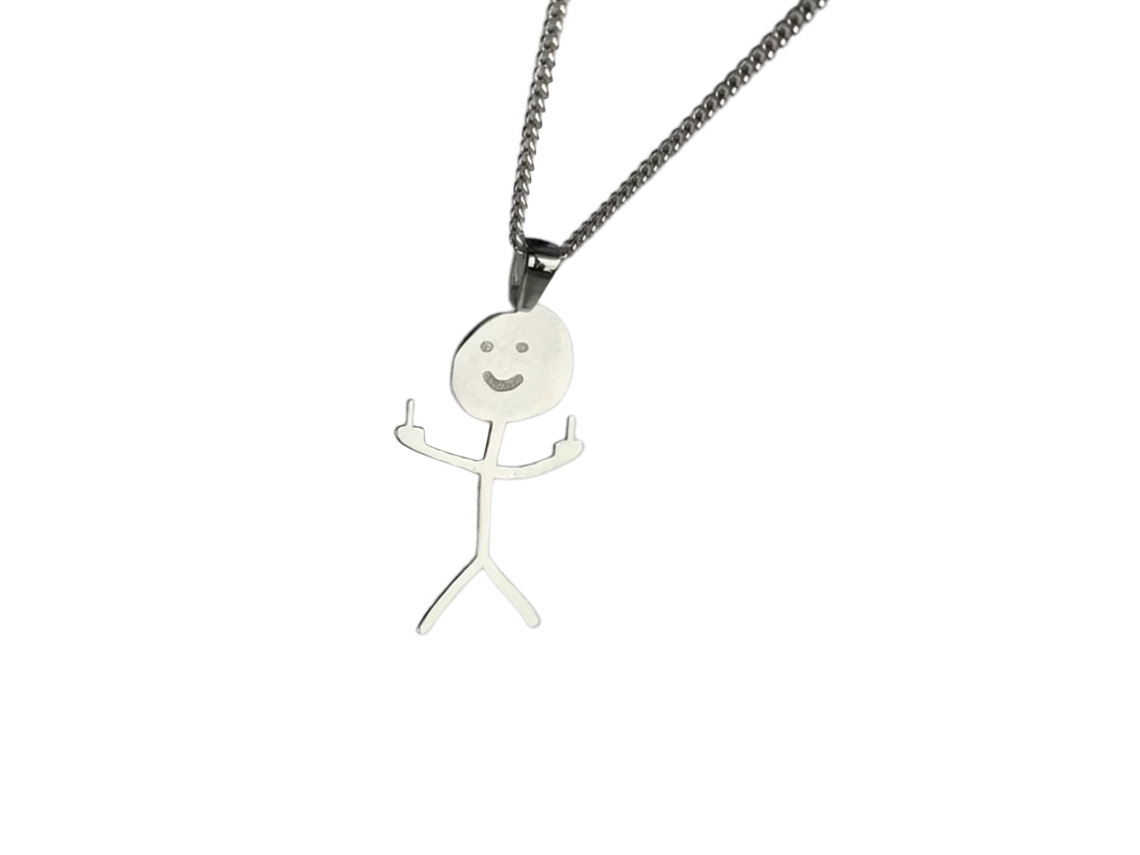 Divertido collar Walshlxq con un anillo en el dedo medio, collar con colgante personalizado para mujeres y hombres.